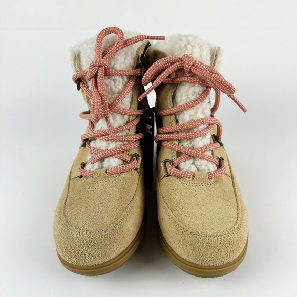 Sorel Womens Size 8 Evie Cozy Lace-Up Wedge Tawny Buff Suede Waterproof Boots - Picture 7 of 13